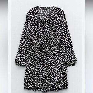 Zara Monochrome Polka Dot Blouse